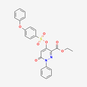 molecular formula C25H20N2O7S B3408874 Ethyl 6-oxo-4-(((4-phenoxyphenyl)sulfonyl)oxy)-1-phenyl-1,6-dihydropyridazine-3-carboxylate CAS No. 886951-44-6
