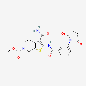 molecular formula C21H20N4O6S B3408877 methyl 3-carbamoyl-2-[3-(2,5-dioxopyrrolidin-1-yl)benzamido]-4H,5H,6H,7H-thieno[2,3-c]pyridine-6-carboxylate CAS No. 886951-84-4