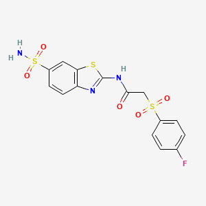 molecular formula C15H12FN3O5S3 B3408902 2-(4-fluorobenzenesulfonyl)-N-(6-sulfamoyl-1,3-benzothiazol-2-yl)acetamide CAS No. 887201-77-6