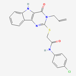 molecular formula C21H17ClN4O2S B3408922 N-(4-chlorophenyl)-2-{[4-oxo-3-(prop-2-en-1-yl)-3H,4H,5H-pyrimido[5,4-b]indol-2-yl]sulfanyl}acetamide CAS No. 887217-98-3