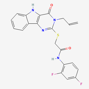 molecular formula C21H16F2N4O2S B3408992 N-(2,4-difluorophenyl)-2-{[4-oxo-3-(prop-2-en-1-yl)-3H,4H,5H-pyrimido[5,4-b]indol-2-yl]sulfanyl}acetamide CAS No. 888447-35-6