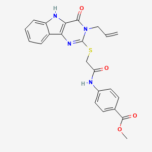 molecular formula C23H20N4O4S B3409008 methyl 4-(2-{[4-oxo-3-(prop-2-en-1-yl)-3H,4H,5H-pyrimido[5,4-b]indol-2-yl]sulfanyl}acetamido)benzoate CAS No. 888448-57-5