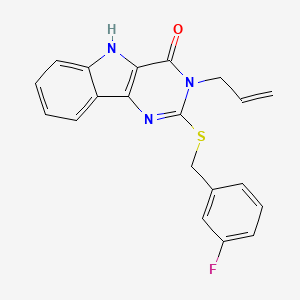 molecular formula C20H16FN3OS B3409012 2-{[(3-fluorophenyl)methyl]sulfanyl}-3-(prop-2-en-1-yl)-3H,4H,5H-pyrimido[5,4-b]indol-4-one CAS No. 888450-31-5