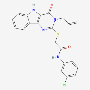 molecular formula C21H17ClN4O2S B3409030 N-(3-chlorophenyl)-2-{[4-oxo-3-(prop-2-en-1-yl)-3H,4H,5H-pyrimido[5,4-b]indol-2-yl]sulfanyl}acetamide CAS No. 888452-49-1