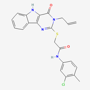 molecular formula C22H19ClN4O2S B3409032 N-(3-chloro-4-methylphenyl)-2-{[4-oxo-3-(prop-2-en-1-yl)-3H,4H,5H-pyrimido[5,4-b]indol-2-yl]sulfanyl}acetamide CAS No. 888452-73-1