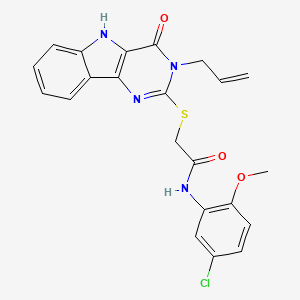 molecular formula C22H19ClN4O3S B3409033 N-(5-chloro-2-methoxyphenyl)-2-{[4-oxo-3-(prop-2-en-1-yl)-3H,4H,5H-pyrimido[5,4-b]indol-2-yl]sulfanyl}acetamide CAS No. 888452-81-1