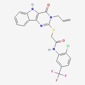 molecular formula C22H16ClF3N4O2S B3409037 N-[2-chloro-5-(trifluoromethyl)phenyl]-2-{[4-oxo-3-(prop-2-en-1-yl)-3H,4H,5H-pyrimido[5,4-b]indol-2-yl]sulfanyl}acetamide CAS No. 888452-89-9