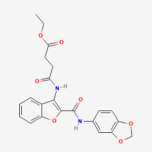 molecular formula C22H20N2O7 B3409057 ethyl 3-({2-[(2H-1,3-benzodioxol-5-yl)carbamoyl]-1-benzofuran-3-yl}carbamoyl)propanoate CAS No. 888464-87-7