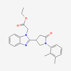 molecular formula C23H25N3O3 B3409085 ethyl 2-{2-[1-(2,3-dimethylphenyl)-5-oxopyrrolidin-3-yl]-1H-1,3-benzodiazol-1-yl}acetate CAS No. 890638-81-0