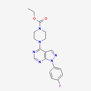 molecular formula C18H19FN6O2 B3409090 ethyl 4-[1-(4-fluorophenyl)-1H-pyrazolo[3,4-d]pyrimidin-4-yl]piperazine-1-carboxylate CAS No. 890881-18-2