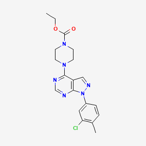 molecular formula C19H21ClN6O2 B3409096 ethyl 4-(1-(3-chloro-4-methylphenyl)-1H-pyrazolo[3,4-d]pyrimidin-4-yl)piperazine-1-carboxylate CAS No. 890894-72-1
