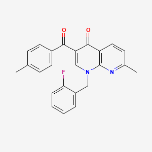molecular formula C24H19FN2O2 B3409252 1-[(2-Fluorophenyl)methyl]-7-methyl-3-(4-methylbenzoyl)-1,4-dihydro-1,8-naphthyridin-4-one CAS No. 892292-94-3