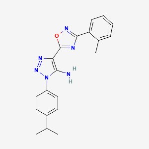 molecular formula C20H20N6O B3409292 4-[3-(2-methylphenyl)-1,2,4-oxadiazol-5-yl]-1-[4-(propan-2-yl)phenyl]-1H-1,2,3-triazol-5-amine CAS No. 892745-46-9