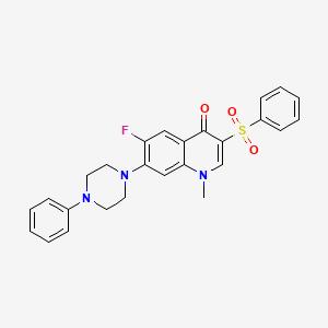 molecular formula C26H24FN3O3S B3409351 3-(benzenesulfonyl)-6-fluoro-1-methyl-7-(4-phenylpiperazin-1-yl)-1,4-dihydroquinolin-4-one CAS No. 892757-70-9