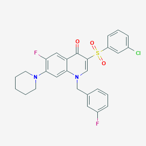 molecular formula C27H23ClF2N2O3S B3409393 3-(3-chlorobenzenesulfonyl)-6-fluoro-1-[(3-fluorophenyl)methyl]-7-(piperidin-1-yl)-1,4-dihydroquinolin-4-one CAS No. 892760-52-0