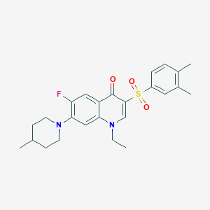 molecular formula C25H29FN2O3S B3409427 3-(3,4-dimethylbenzenesulfonyl)-1-ethyl-6-fluoro-7-(4-methylpiperidin-1-yl)-1,4-dihydroquinolin-4-one CAS No. 892766-00-6