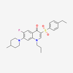 molecular formula C26H31FN2O3S B3409460 3-(4-ethylbenzenesulfonyl)-6-fluoro-7-(4-methylpiperidin-1-yl)-1-propyl-1,4-dihydroquinolin-4-one CAS No. 892770-07-9