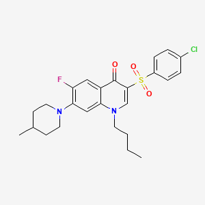 molecular formula C25H28ClFN2O3S B3409541 1-butyl-3-(4-chlorobenzenesulfonyl)-6-fluoro-7-(4-methylpiperidin-1-yl)-1,4-dihydroquinolin-4-one CAS No. 892777-20-7