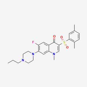 molecular formula C25H30FN3O3S B3409579 3-(2,5-dimethylbenzenesulfonyl)-6-fluoro-1-methyl-7-(4-propylpiperazin-1-yl)-1,4-dihydroquinolin-4-one CAS No. 892780-29-9