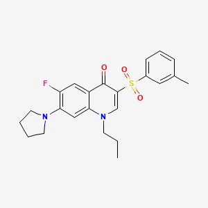 molecular formula C23H25FN2O3S B3409606 6-fluoro-1-propyl-7-(pyrrolidin-1-yl)-3-(m-tolylsulfonyl)quinolin-4(1H)-one CAS No. 892784-79-1