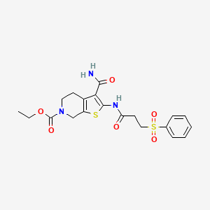ethyl 3-carbamoyl-2-(3-(phenylsulfonyl)propanamido)-4,5-dihydrothieno[2,3-c]pyridine-6(7H)-carboxylate