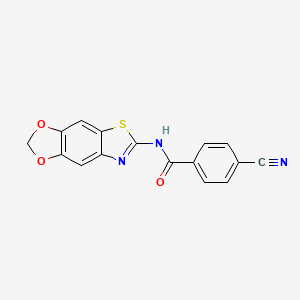 4-cyano-N-{4,6-dioxa-10-thia-12-azatricyclo[7.3.0.0^{3,7}]dodeca-1(9),2,7,11-tetraen-11-yl}benzamide