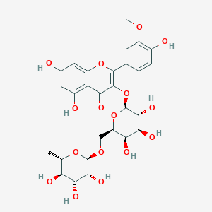molecular formula C28H32O16 B034097 Isorhamnetin 3-O-alpha-rhamnopyranosyl-(1-2)-beta-galactopyranoside CAS No. 107740-46-5