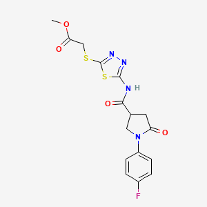 Methyl 2-((5-(1-(4-fluorophenyl)-5-oxopyrrolidine-3-carboxamido)-1,3,4-thiadiazol-2-yl)thio)acetate