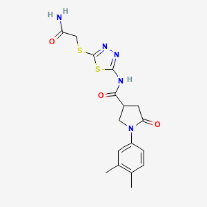 N-{5-[(carbamoylmethyl)sulfanyl]-1,3,4-thiadiazol-2-yl}-1-(3,4-dimethylphenyl)-5-oxopyrrolidine-3-carboxamide