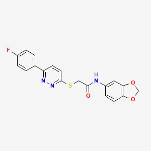 molecular formula C19H14FN3O3S B3409732 N-(2H-1,3-BENZODIOXOL-5-YL)-2-{[6-(4-FLUOROPHENYL)PYRIDAZIN-3-YL]SULFANYL}ACETAMIDE CAS No. 893984-66-2