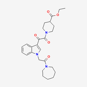 molecular formula C26H33N3O5 B3409748 ethyl 1-(2-(1-(2-(azepan-1-yl)-2-oxoethyl)-1H-indol-3-yl)-2-oxoacetyl)piperidine-4-carboxylate CAS No. 893999-79-6