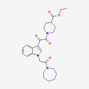 molecular formula C26H33N3O5 B3409748 ethyl 1-(2-{1-[2-(azepan-1-yl)-2-oxoethyl]-1H-indol-3-yl}-2-oxoacetyl)piperidine-4-carboxylate CAS No. 893999-79-6
