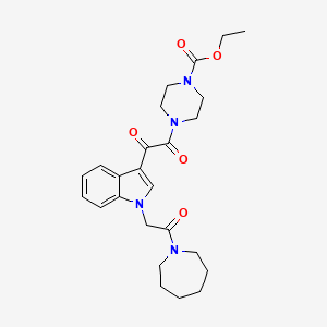 molecular formula C25H32N4O5 B3409752 ethyl 4-(2-(1-(2-(azepan-1-yl)-2-oxoethyl)-1H-indol-3-yl)-2-oxoacetyl)piperazine-1-carboxylate CAS No. 894000-29-4
