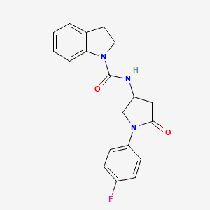 molecular formula C19H18FN3O2 B3409755 N-[1-(4-fluorophenyl)-5-oxopyrrolidin-3-yl]-2,3-dihydro-1H-indole-1-carboxamide CAS No. 894014-45-0