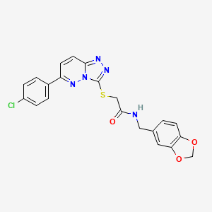 molecular formula C21H16ClN5O3S B3409779 N-[(2H-1,3-benzodioxol-5-yl)methyl]-2-{[6-(4-chlorophenyl)-[1,2,4]triazolo[4,3-b]pyridazin-3-yl]sulfanyl}acetamide CAS No. 894040-16-5