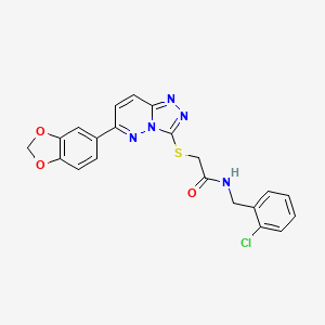 molecular formula C21H16ClN5O3S B3409817 2-{[6-(2H-1,3-benzodioxol-5-yl)-[1,2,4]triazolo[4,3-b]pyridazin-3-yl]sulfanyl}-N-[(2-chlorophenyl)methyl]acetamide CAS No. 894064-87-0