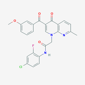 molecular formula C25H19ClFN3O4 B3409855 N-(4-chloro-2-fluorophenyl)-2-[3-(3-methoxybenzoyl)-7-methyl-4-oxo-1,4-dihydro-1,8-naphthyridin-1-yl]acetamide CAS No. 894891-41-9