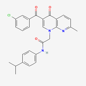 molecular formula C27H24ClN3O3 B3409856 2-[3-(3-chlorobenzoyl)-7-methyl-4-oxo-1,4-dihydro-1,8-naphthyridin-1-yl]-N-[4-(propan-2-yl)phenyl]acetamide CAS No. 894893-74-4
