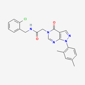 molecular formula C22H20ClN5O2 B3409914 N-[(2-chlorophenyl)methyl]-2-[1-(2,4-dimethylphenyl)-4-oxo-1H,4H,5H-pyrazolo[3,4-d]pyrimidin-5-yl]acetamide CAS No. 895005-23-9