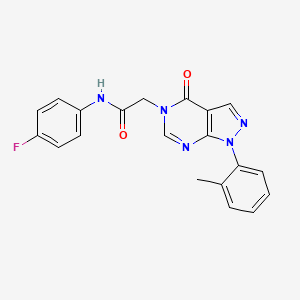 molecular formula C20H16FN5O2 B3409921 N-(4-fluorophenyl)-2-[1-(2-methylphenyl)-4-oxo-1H,4H,5H-pyrazolo[3,4-d]pyrimidin-5-yl]acetamide CAS No. 895009-78-6