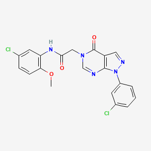 molecular formula C20H15Cl2N5O3 B3409952 N-(5-chloro-2-methoxyphenyl)-2-[1-(3-chlorophenyl)-4-oxo-1H,4H,5H-pyrazolo[3,4-d]pyrimidin-5-yl]acetamide CAS No. 895020-13-0