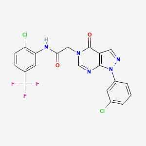 molecular formula C20H12Cl2F3N5O2 B3409957 N-[2-chloro-5-(trifluoromethyl)phenyl]-2-[1-(3-chlorophenyl)-4-oxo-1H,4H,5H-pyrazolo[3,4-d]pyrimidin-5-yl]acetamide CAS No. 895020-20-9