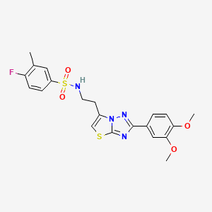 molecular formula C21H21FN4O4S2 B3410057 N-{2-[2-(3,4-dimethoxyphenyl)-[1,2,4]triazolo[3,2-b][1,3]thiazol-6-yl]ethyl}-4-fluoro-3-methylbenzene-1-sulfonamide CAS No. 895449-69-1
