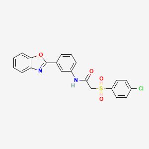 molecular formula C21H15ClN2O4S B3410113 N-[3-(1,3-benzoxazol-2-yl)phenyl]-2-(4-chlorobenzenesulfonyl)acetamide CAS No. 895463-65-7