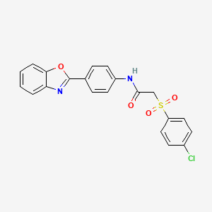 molecular formula C21H15ClN2O4S B3410114 N-[4-(1,3-benzoxazol-2-yl)phenyl]-2-(4-chlorobenzenesulfonyl)acetamide CAS No. 895464-00-3