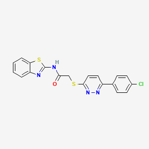 molecular formula C19H13ClN4OS2 B3410232 N-(1,3-benzothiazol-2-yl)-2-{[6-(4-chlorophenyl)pyridazin-3-yl]sulfanyl}acetamide CAS No. 896052-77-0