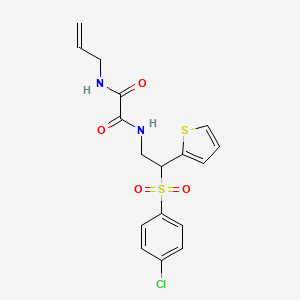 molecular formula C17H17ClN2O4S2 B3410247 N'-[2-(4-chlorobenzenesulfonyl)-2-(thiophen-2-yl)ethyl]-N-(prop-2-en-1-yl)ethanediamide CAS No. 896318-94-8