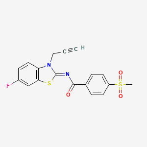 molecular formula C18H13FN2O3S2 B3410285 N-[(2Z)-6-fluoro-3-(prop-2-yn-1-yl)-2,3-dihydro-1,3-benzothiazol-2-ylidene]-4-methanesulfonylbenzamide CAS No. 896359-52-7
