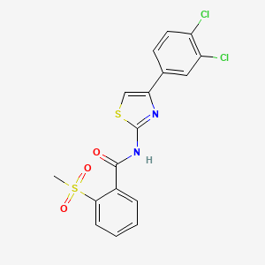 molecular formula C17H12Cl2N2O3S2 B3410299 N-[4-(3,4-dichlorophenyl)-1,3-thiazol-2-yl]-2-methanesulfonylbenzamide CAS No. 896363-28-3