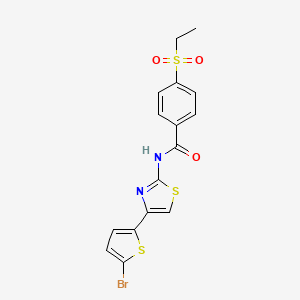 molecular formula C16H13BrN2O3S3 B3410306 N-[4-(5-bromothiophen-2-yl)-1,3-thiazol-2-yl]-4-(ethanesulfonyl)benzamide CAS No. 896365-77-8